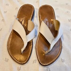NWOT Rondini St. Tropez White Leather Flip-Flop Sandals Size A6